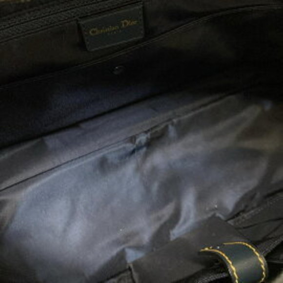 Christian Dior Double Saddle Bag Handbag Grey x Navy Blue Leather - Picture 10 of 12